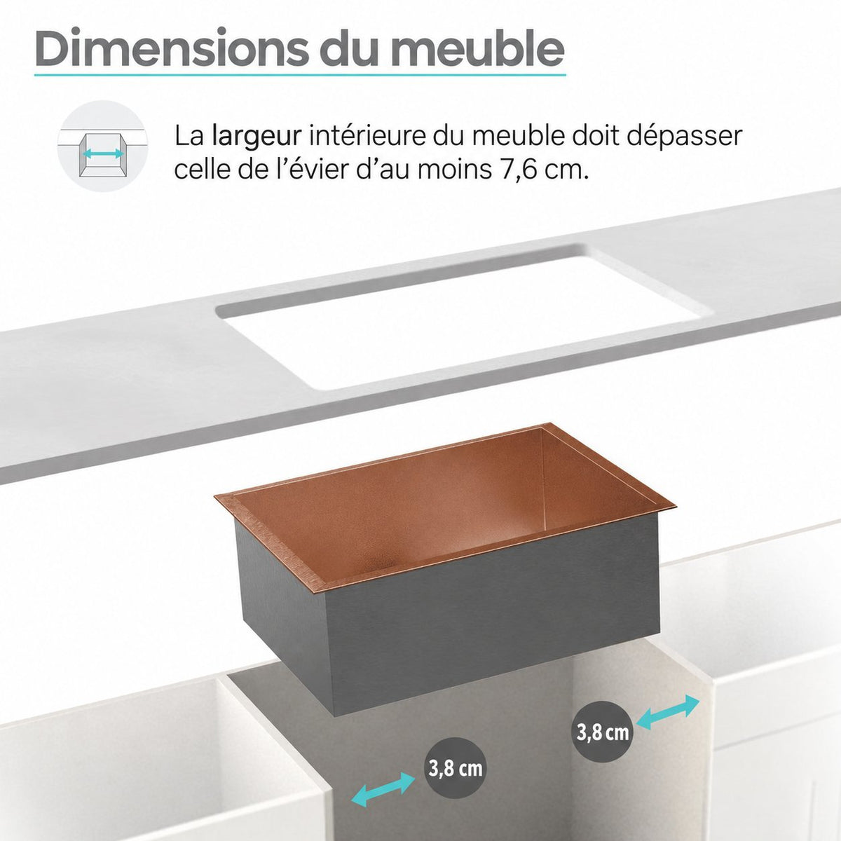 Rivage 76,2 × 45,7 cm acier inoxydable, simple Basin, Undermount évier de cuisine, Rose or