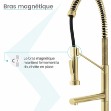 Nouvet Poignée unique, Pull-Down mitigeur de cuisine avec Pot Filler – finition or brossé