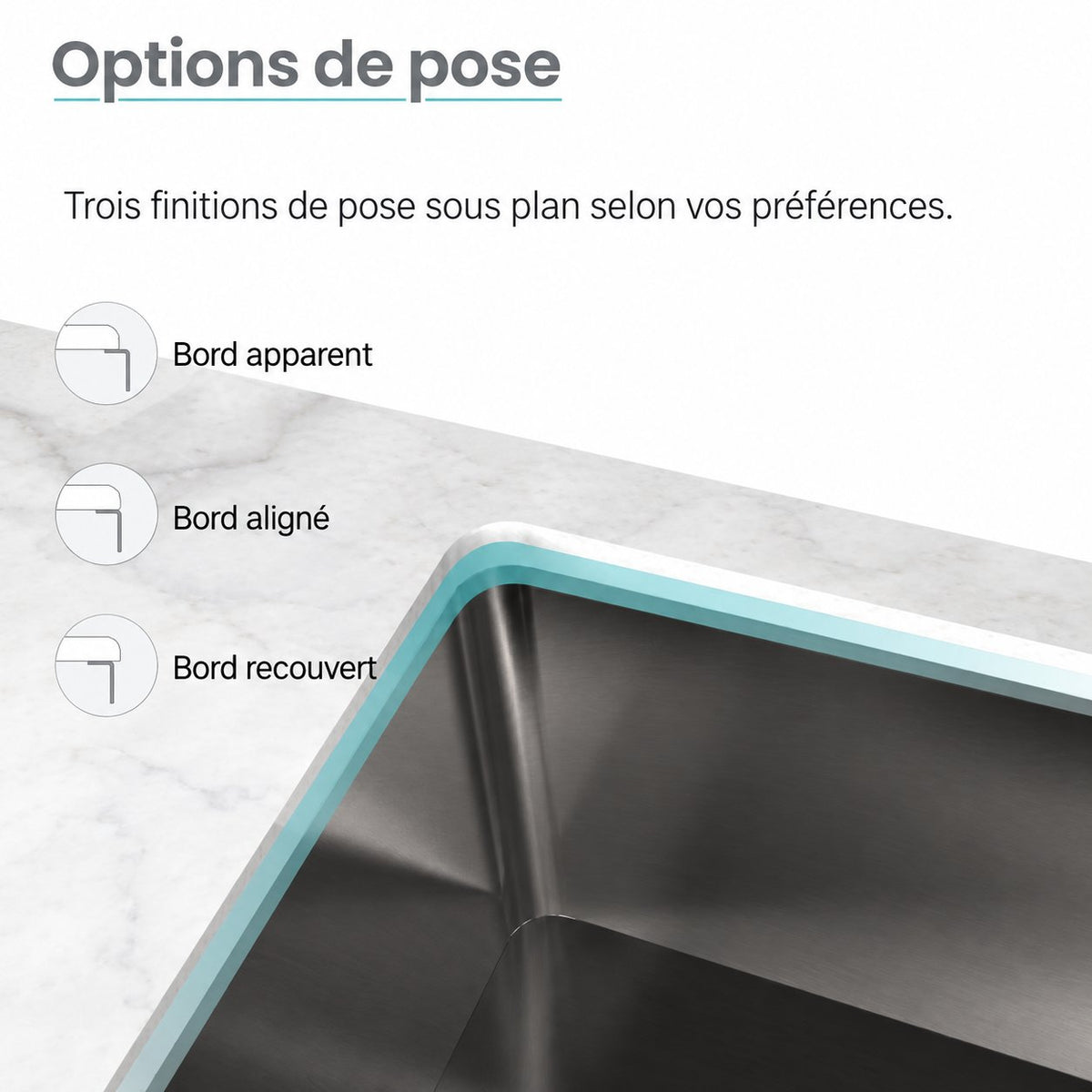 Rivage 81,3 × 48,3 cm acier inoxydable, simple Basin, Undermount évier de cuisine, noir