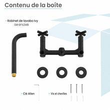 Ivy 20,3 cm. Widespread double Cross-Handle mural mitigeur de lavabo – finition noir mat