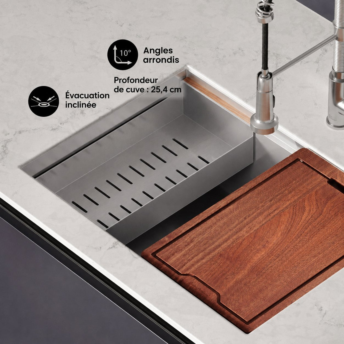 Rivage 68,6 × 48,3 cm simple Basin Undermount Kitchen Workstation vasque