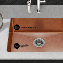 Rivage 58,4 × 45,7 cm acier inoxydable, simple Basin, Undermount évier de cuisine, Rose or