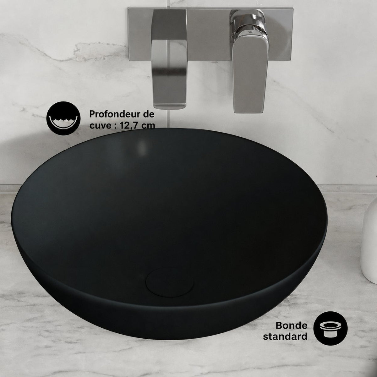 Classe 16 Color céramique vasque – finition noir mat
