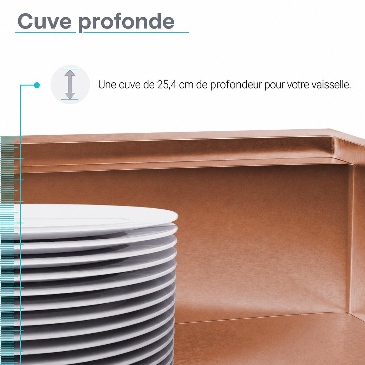 Tourner 76,2 × 48,3 cm acier inoxydable, simple Basin, Undermount Kitchen Workstation vasque – finition Rose or