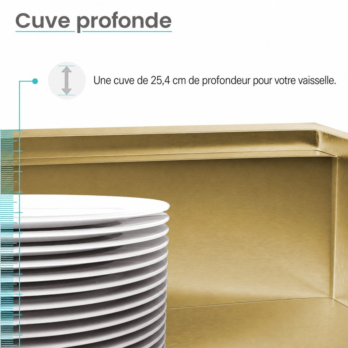 Tourner 76,2 × 48,3 cm acier inoxydable, simple Basin, Undermount Kitchen Workstation vasque – finition or