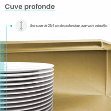 Tourner 76,2 × 48,3 cm acier inoxydable, simple Basin, Undermount Kitchen Workstation vasque – finition or