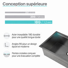 Tourner — Évier inox noir sous plan, 81,3 × 48,3 cm