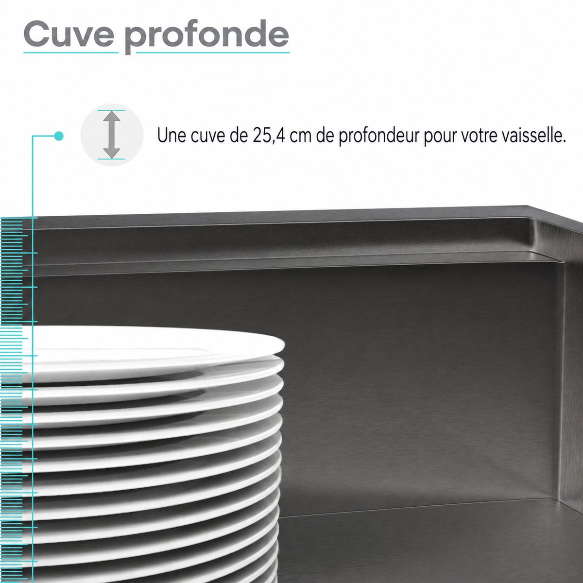 Tourner — Évier inox noir sous plan, 81,3 × 48,3 cm