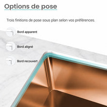 Rivage 83,8 × 50,8 cm acier inoxydable, Dual Basin, Undermount évier de cuisine – finition Rose or