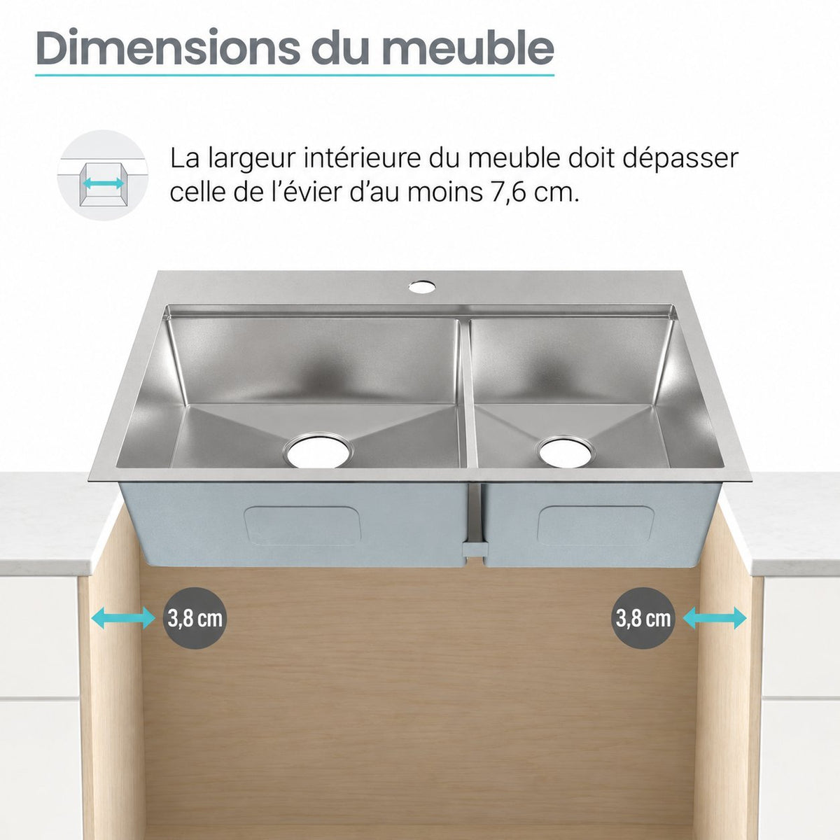 Ravi Dual Basin 83,8 × 55,9 cm Topmount Kitchen Workstation vasque