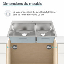 Ravi Dual Basin 83,8 × 55,9 cm Topmount Kitchen Workstation vasque