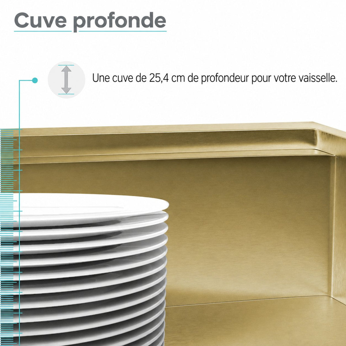 Tourner 83,8 × 55,9 cm acier inoxydable, simple Basin, Farmhouse Kitchen Workstation vasque avec Apron – finition or