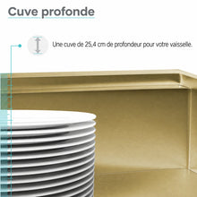 Tourner 83,8 × 55,9 cm acier inoxydable, simple Basin, Farmhouse Kitchen Workstation vasque avec Apron – finition or