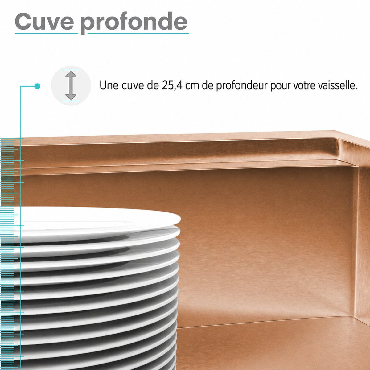 Tourner 83,8 × 55,9 cm acier inoxydable, simple Basin, Farmhouse Kitchen Workstation vasque avec Apron – finition Rose or