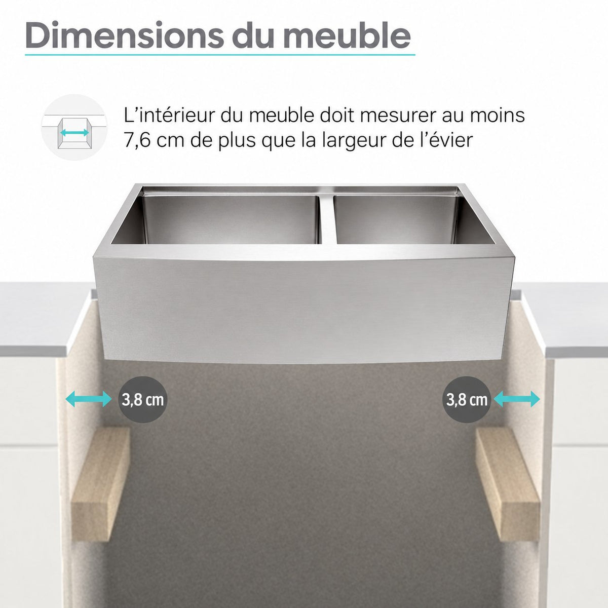 Rivage 83,8 × 55,9 cm Dual Basin Apron Kitchen Workstation vasque