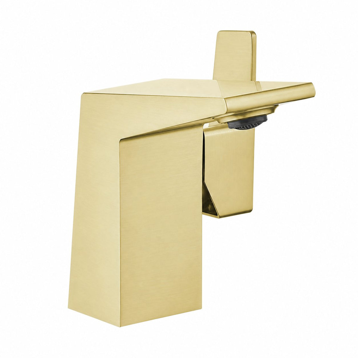 Carre monotrou, monocommande, mitigeur de lavabo – finition or brossé