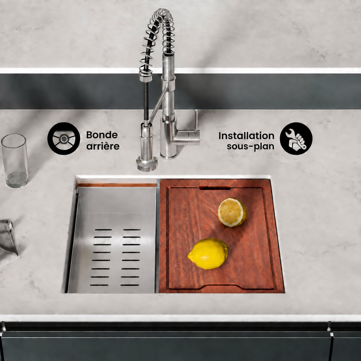 Rivage 55,9 × 48,3 cm simple Basin Undermount Kitchen Workstation vasque