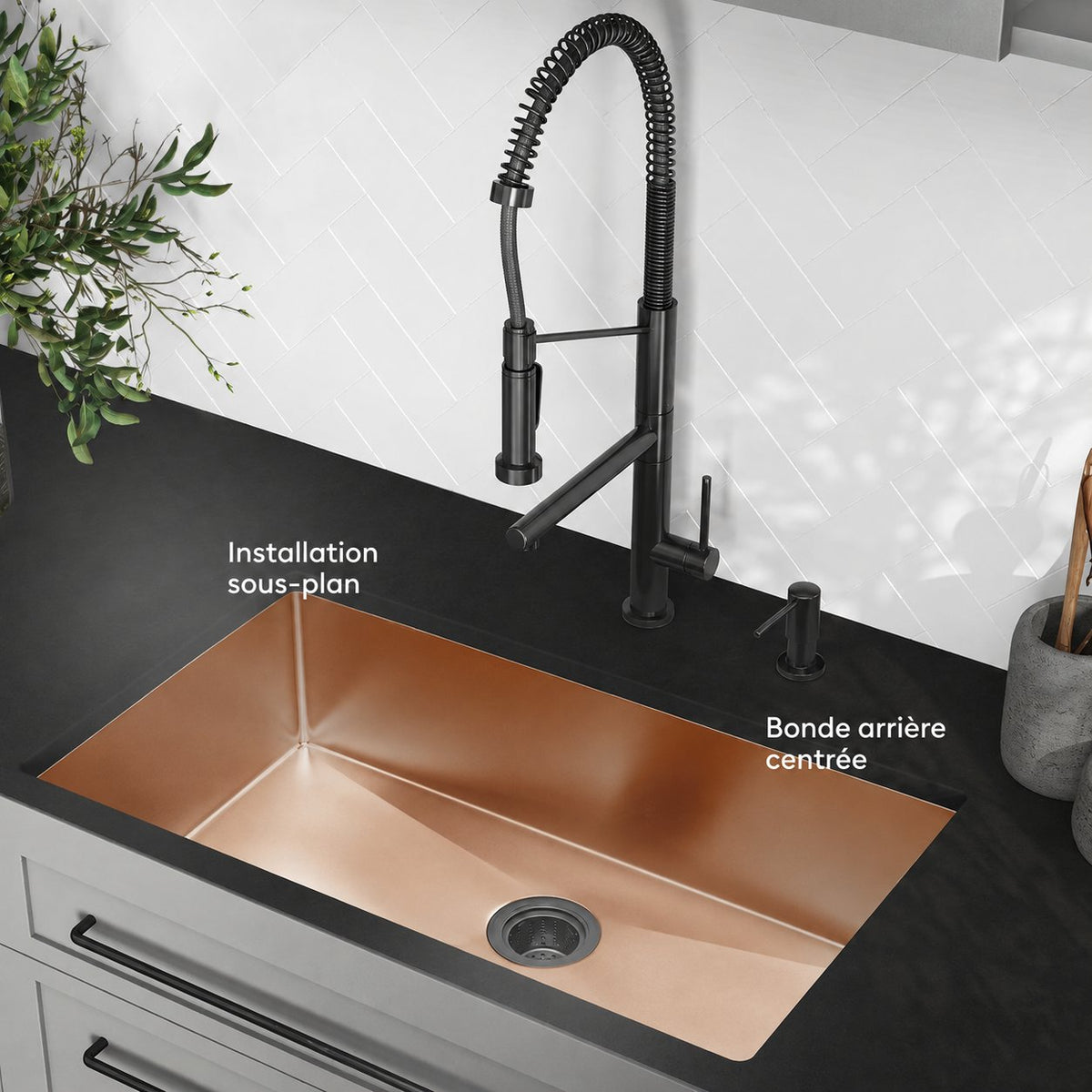 Rivage 81,3 × 48,3 cm acier inoxydable, simple Basin, Undermount évier de cuisine, Rose or