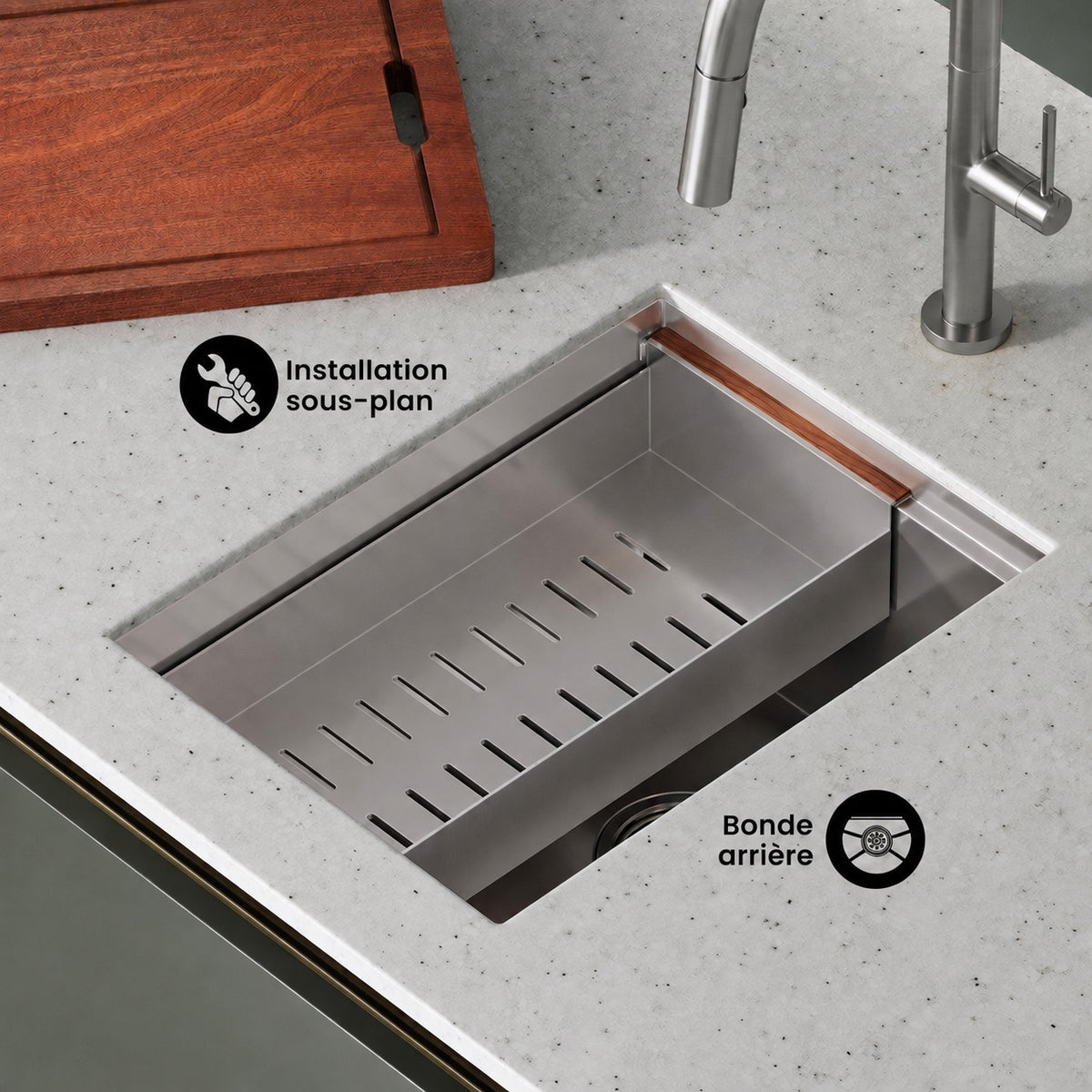 Rivage 38,1 × 48,3 cm simple Basin Undermount Kitchen Workstation vasque