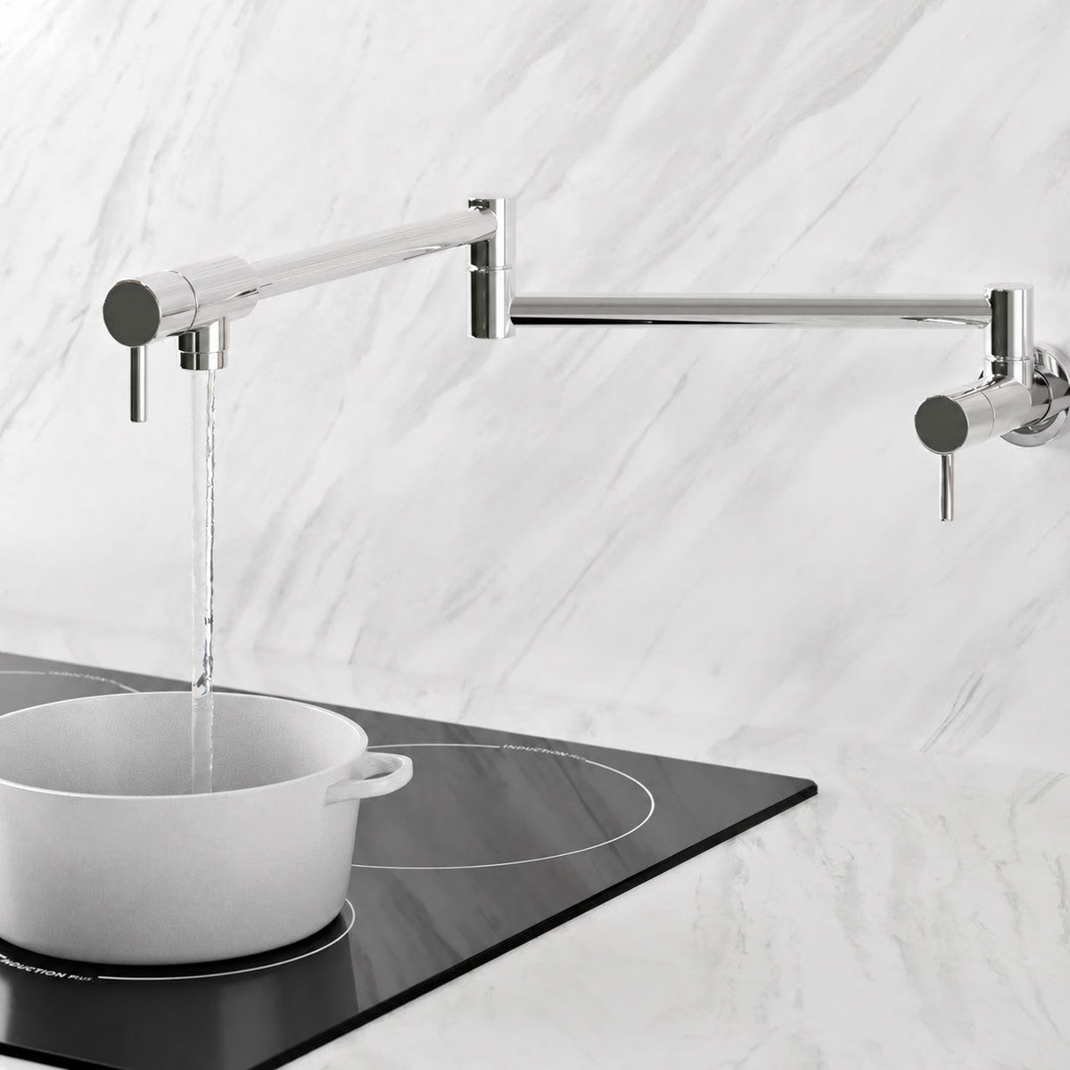 Ivy Retractable mural Pot Filler – finition Chrome