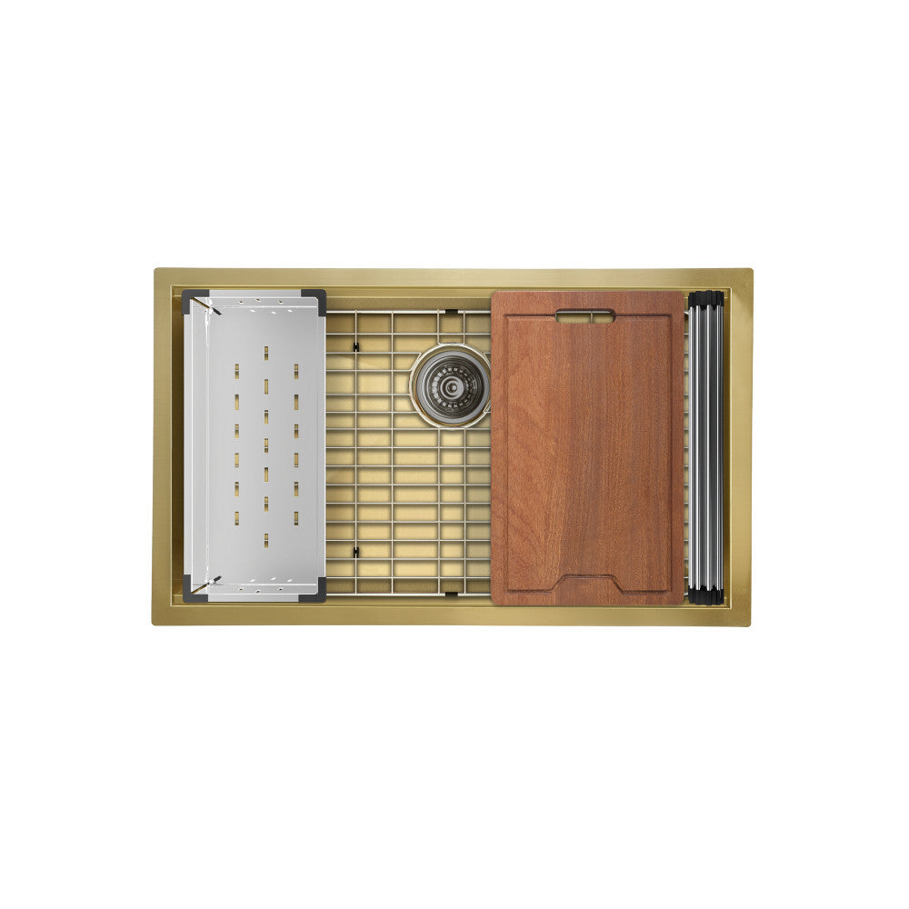 Tourner 81,3 cm 18 Gauge acier inoxydable Undermount évier de cuisine – finition or poli