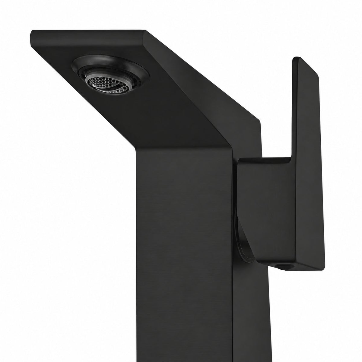 Carre monotrou, monocommande, mitigeur de lavabo – finition noir mat