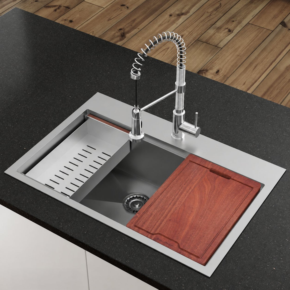Ravi simple Basin 83,8 × 55,9 cm Topmount Kitchen Workstation vasque