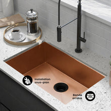 Tourner 68,6 × 48,3 cm acier inoxydable, simple Basin, Undermount évier de cuisine – finition Rose or