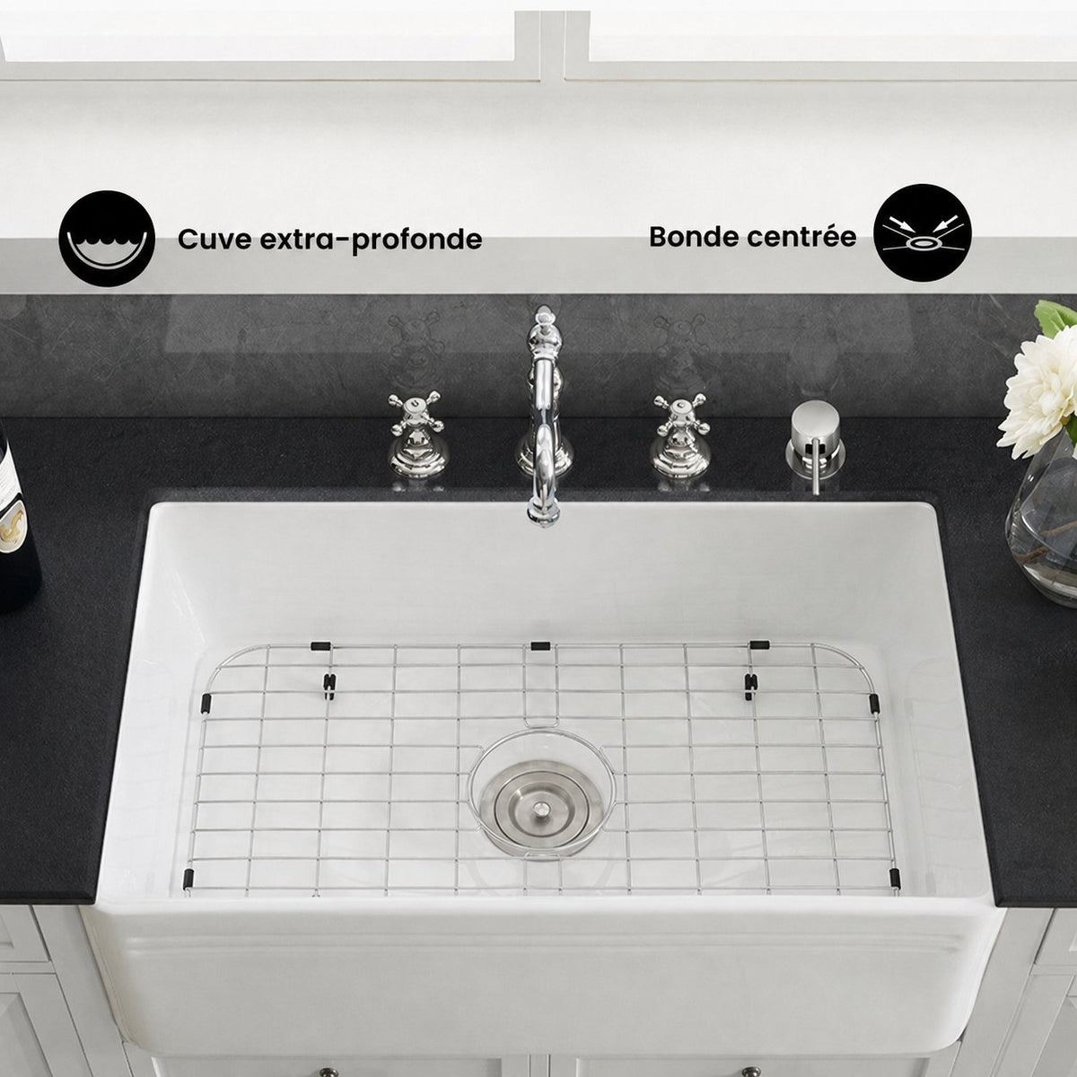 Delice 76,2 × 45,7 cm céramique, Farmhouse évier de cuisine avec Apron