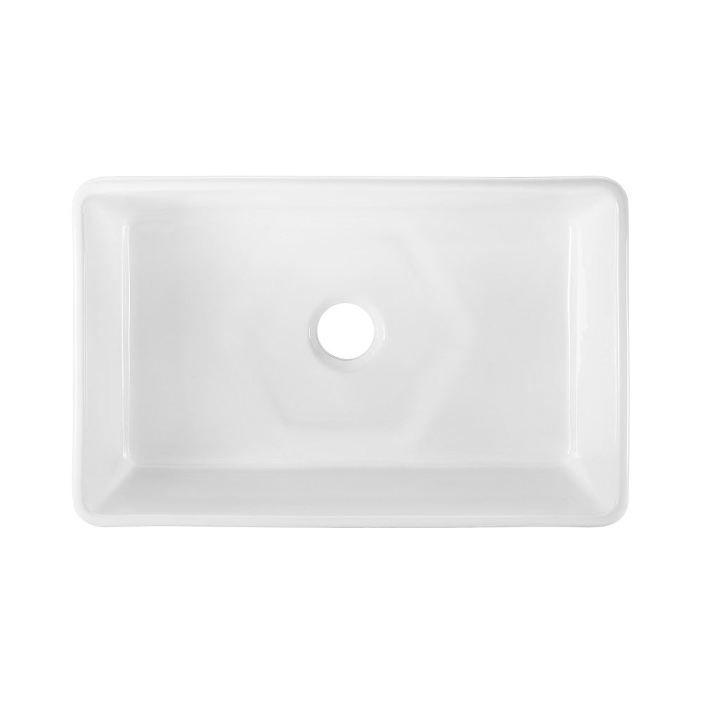 Elegance 76,2 cm x 50,8 cm simple Basin Fireclay Farmhouse évier de cuisine – finition blanc brillant avec acier inoxydable Grid