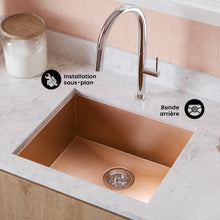 Tourner 53,3 × 45,7 cm acier inoxydable, simple Basin, Undermount évier de cuisine, Rose or