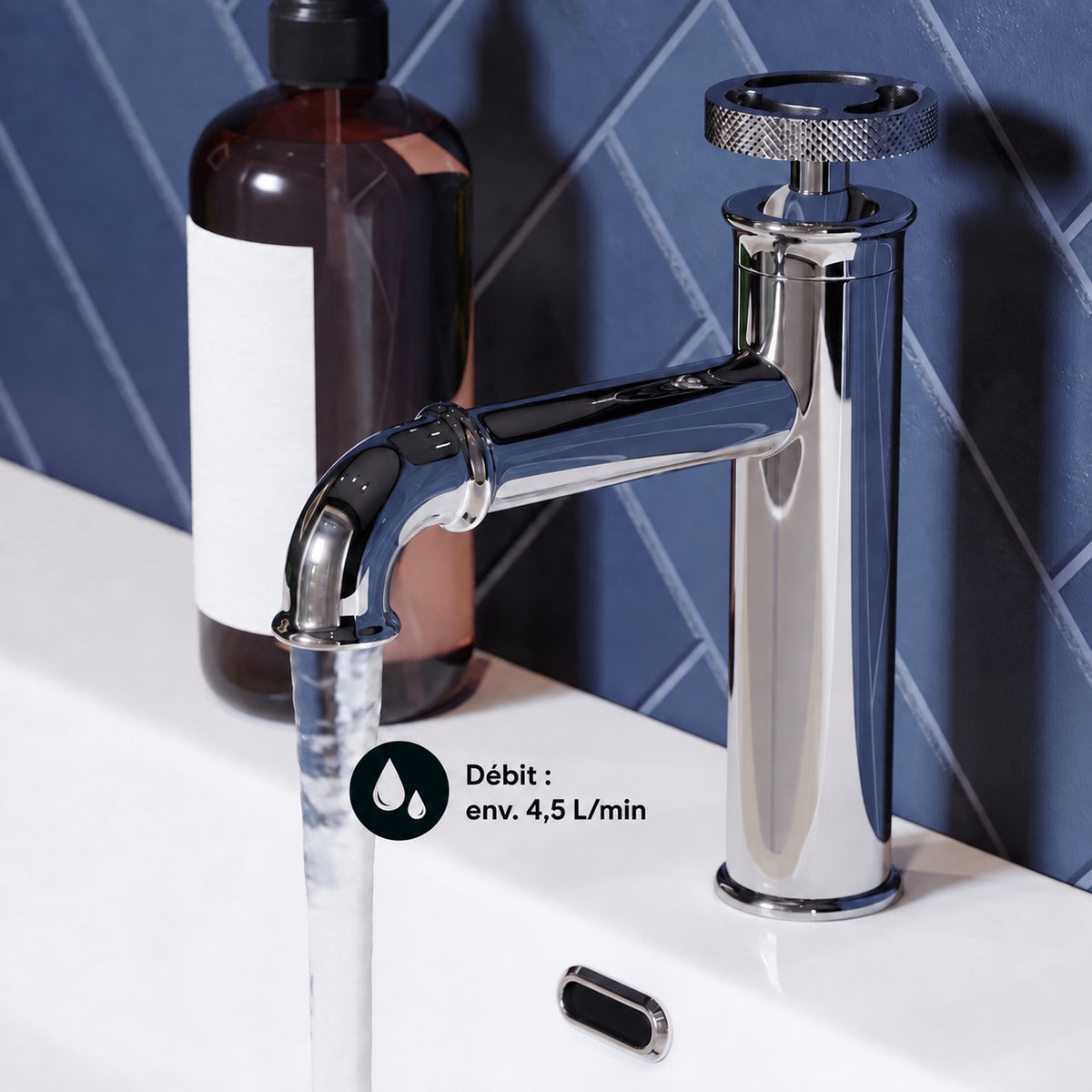 Avallon monotrou, monocommande Wheel, mitigeur de lavabo – finition Chrome