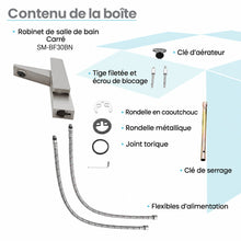 Carre monotrou, monocommande, mitigeur de lavabo – finition nickel brossé