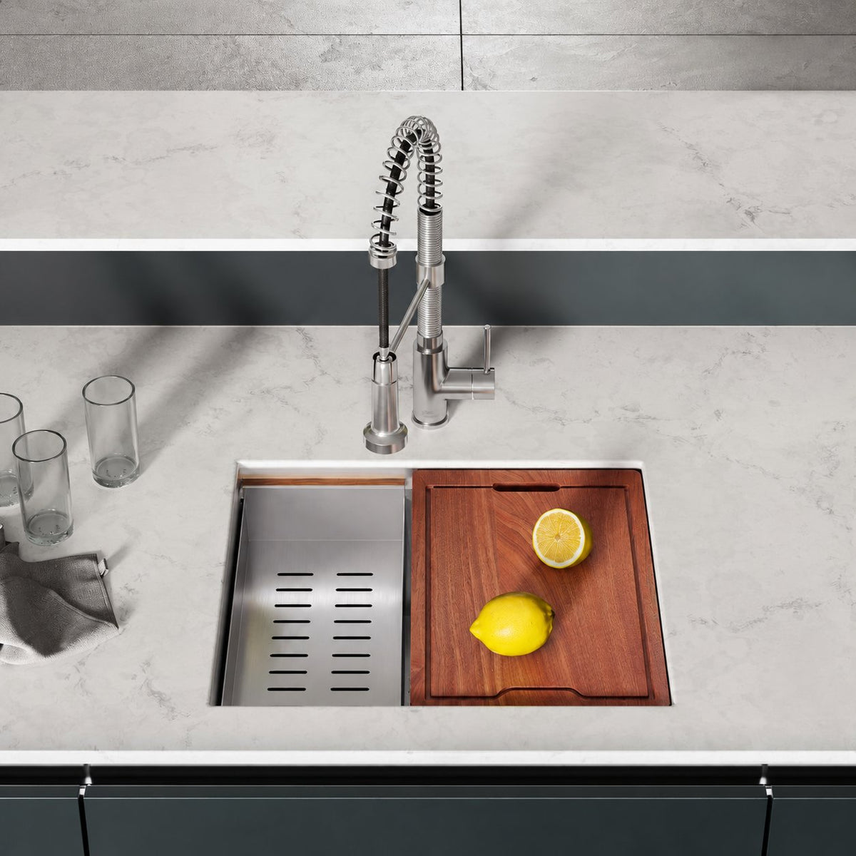 Rivage 55,9 × 48,3 cm simple Basin Undermount Kitchen Workstation vasque