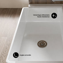 Elegance 83,8 cm simple Basin Fireclay Farmhouse évier de cuisine – finition blanc brillant