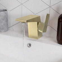 Carre monotrou, monocommande, mitigeur de lavabo – finition or brossé