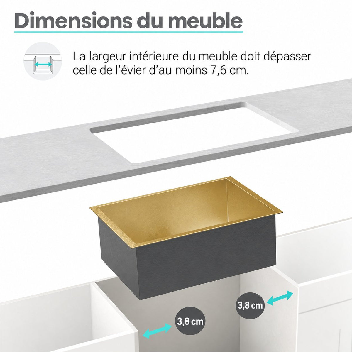 Rivage 58,4 × 45,7 cm acier inoxydable, simple Basin, Undermount évier de cuisine, or