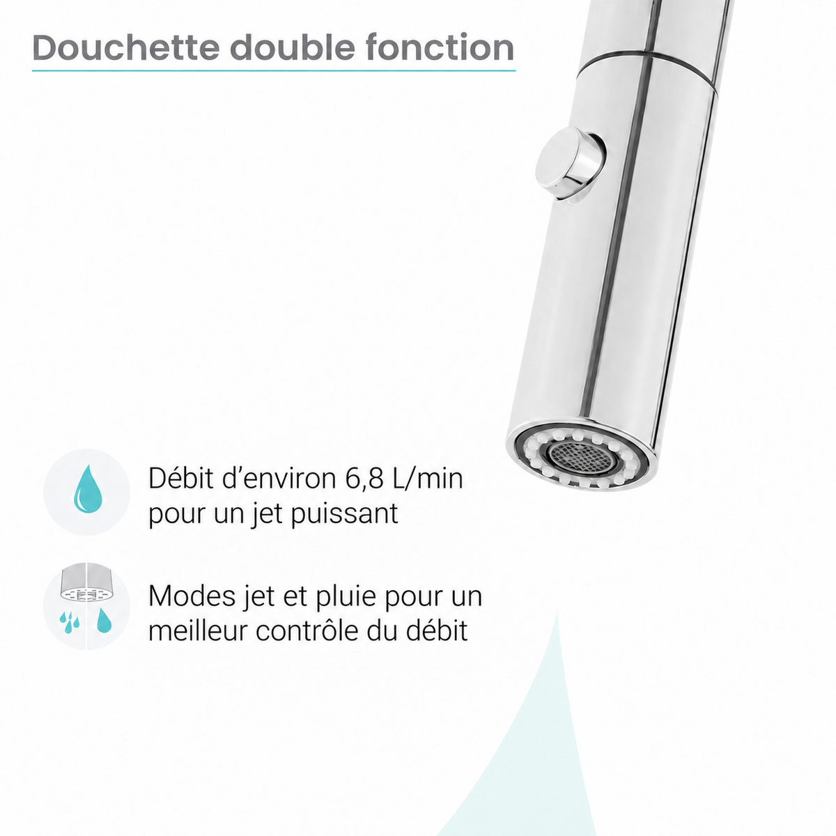 Chalet Poignée unique, Pull-Down mitigeur de cuisine – finition Chrome