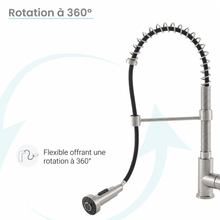 Nouvet Poignée unique, Pull-Down mitigeur de cuisine – finition nickel brossé
