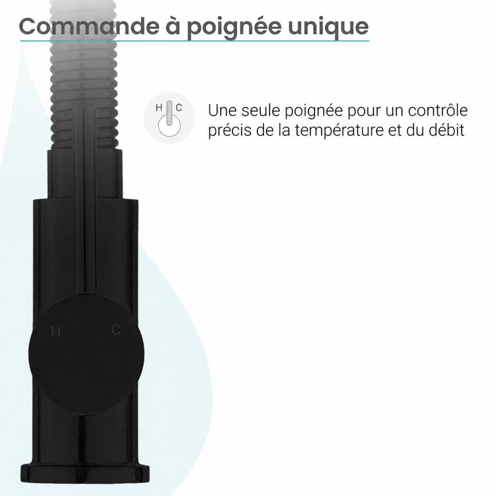 Nouvet — Mitigeur de cuisine avec douchette extractible, noir mat