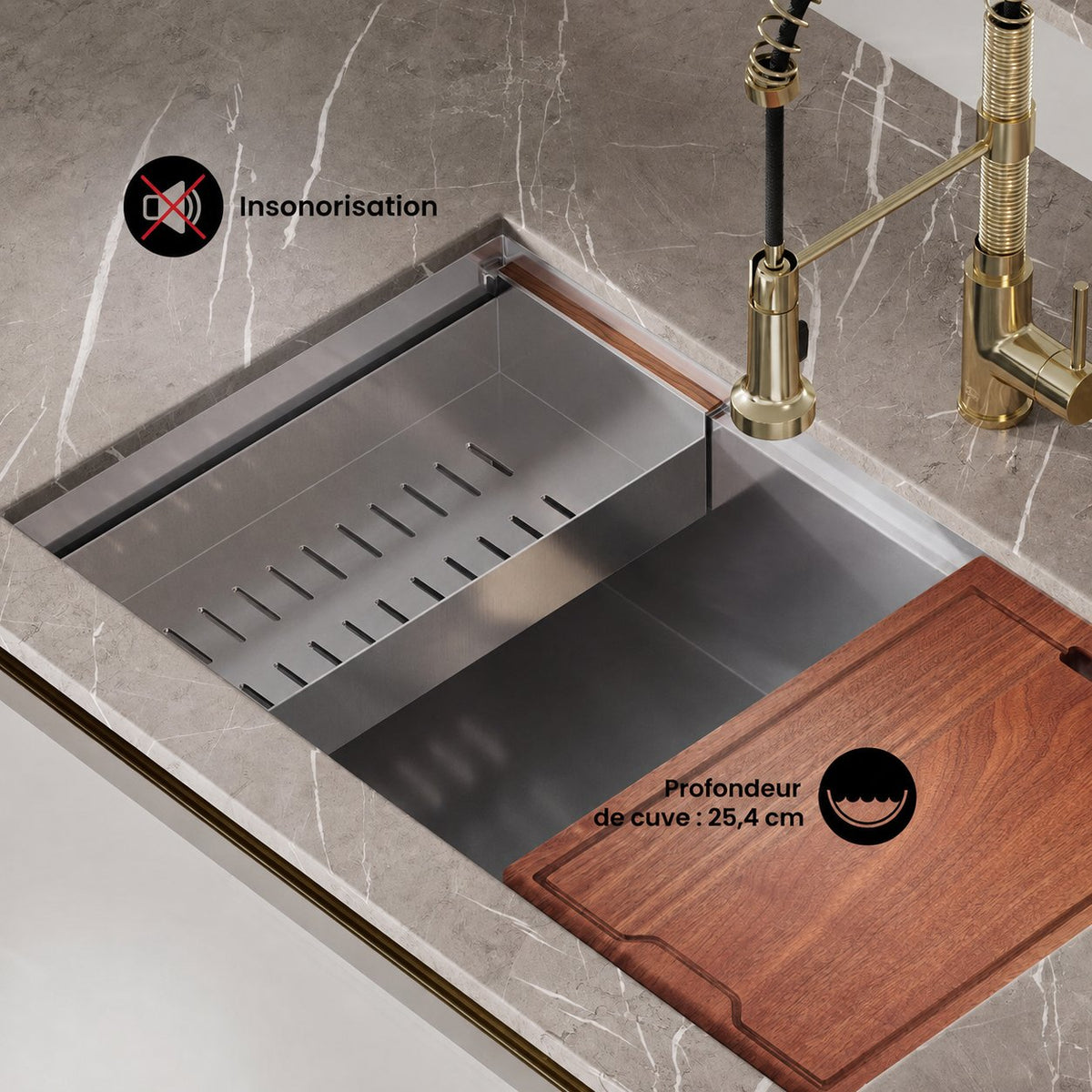 Rivage 81,3 × 48,3 cm simple Basin Undermount Kitchen Workstation vasque