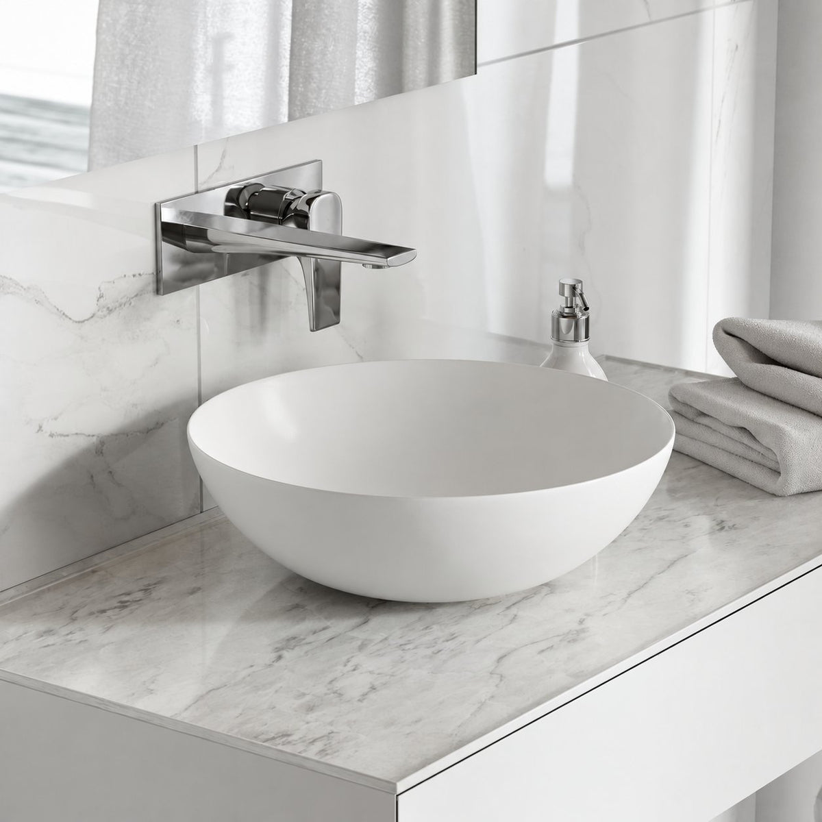Classe 16 céramique vasque – finition Shiny blanc
