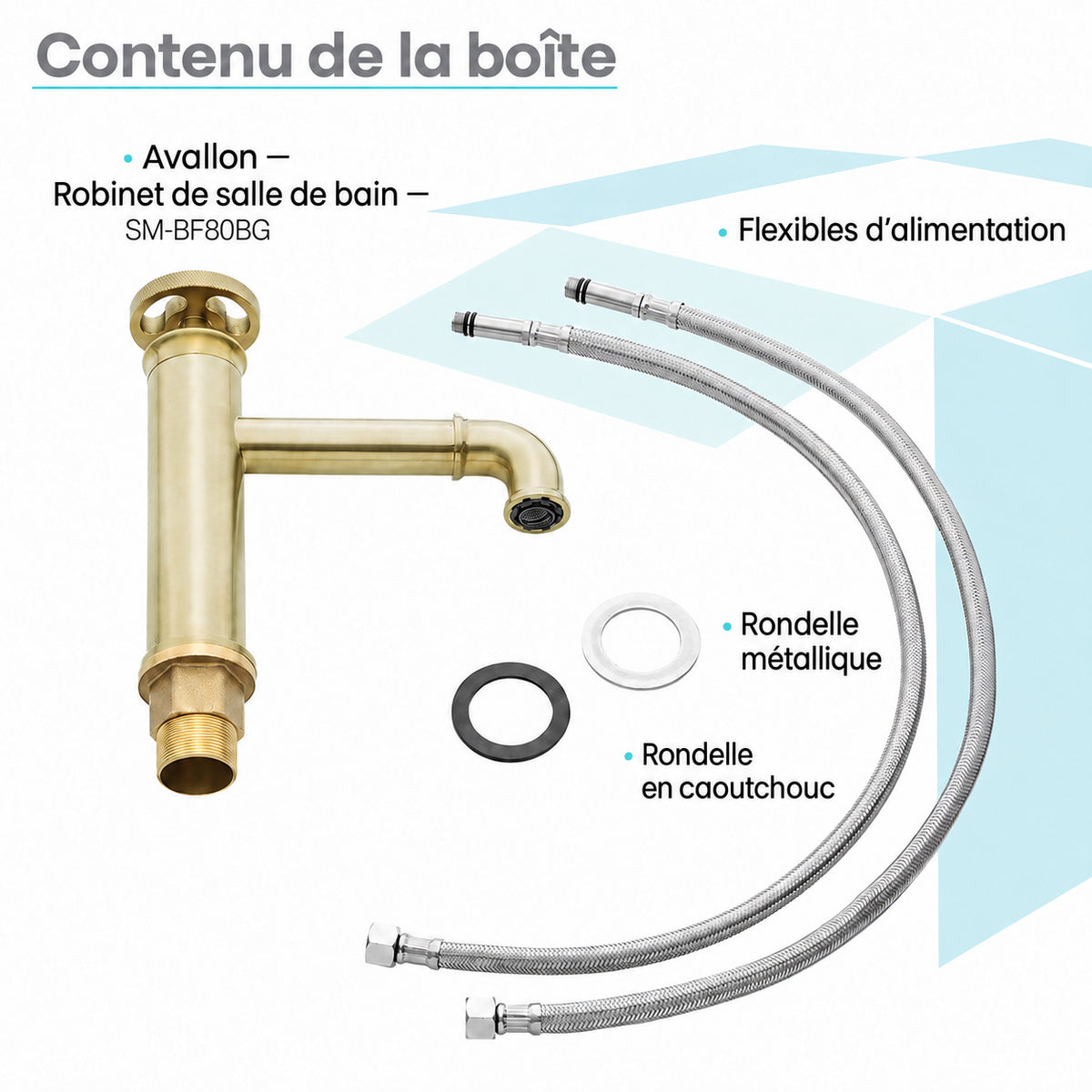 Avallon monotrou, monocommande Wheel, mitigeur de lavabo – finition or brossé