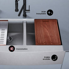 Rivage 91,4 × 55,9 cm Dual Basin Apron Kitchen Workstation vasque