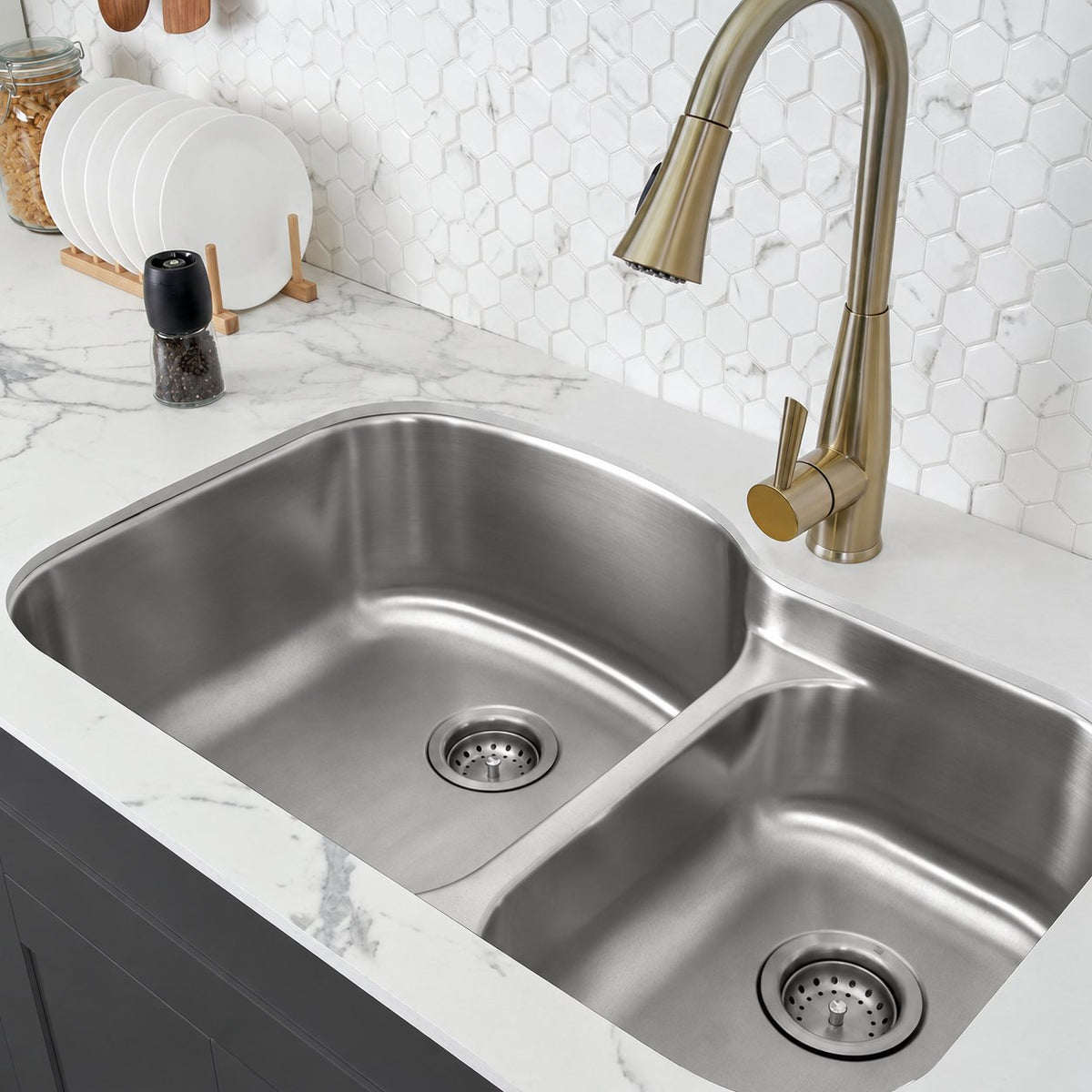 Toulouse 81,3 × 53,3 cm acier inoxydable, Dual Basin, Undermount évier de cuisine
