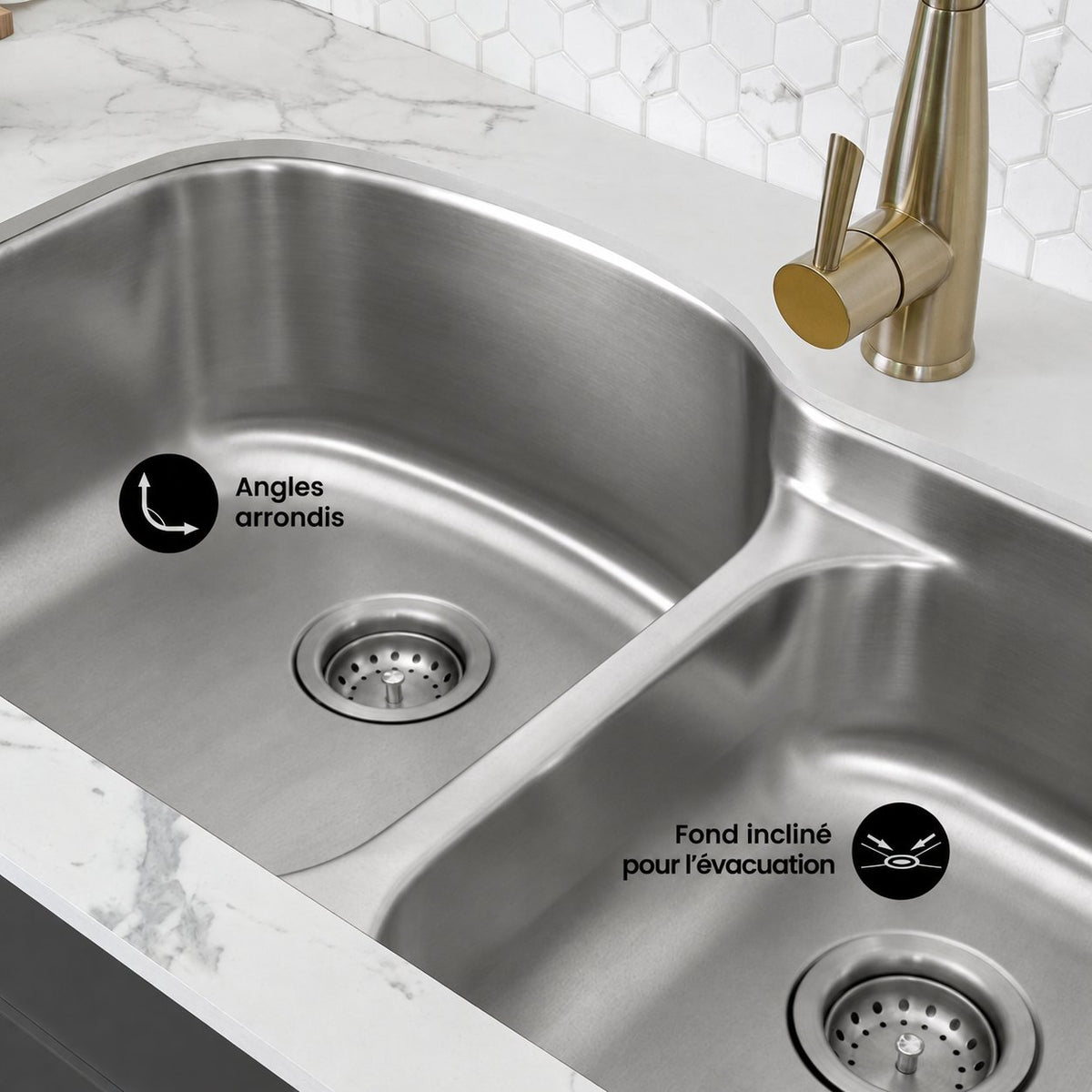 Toulouse 81,3 × 53,3 cm acier inoxydable, Dual Basin, Undermount évier de cuisine