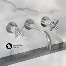 Ivy 20,3 cm. Widespread double Cross-Handle mural mitigeur de lavabo – finition chrome poli