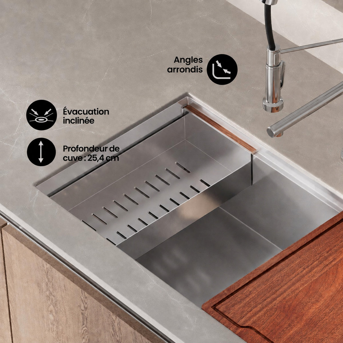 Rivage 83,8 × 48,3 cm simple Basin Undermount Kitchen Workstation vasque
