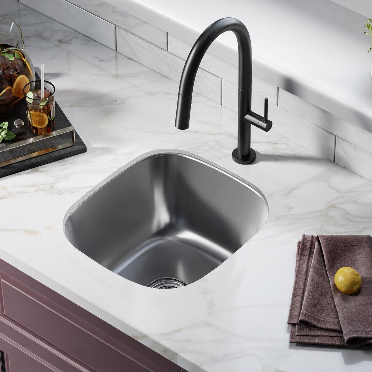 Toulouse 40,6 × 45,7 cm acier inoxydable simple Basin Undermount évier de cuisine