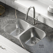 Toulouse 81,3 × 48,3 cm Low Divide acier inoxydable, Dual Basin, Under-Mount évier de cuisine